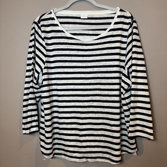 Poetry Tops - NEW Poetry 100% Linen Navy‎ White Stripe Shirt Size 14 Coastal